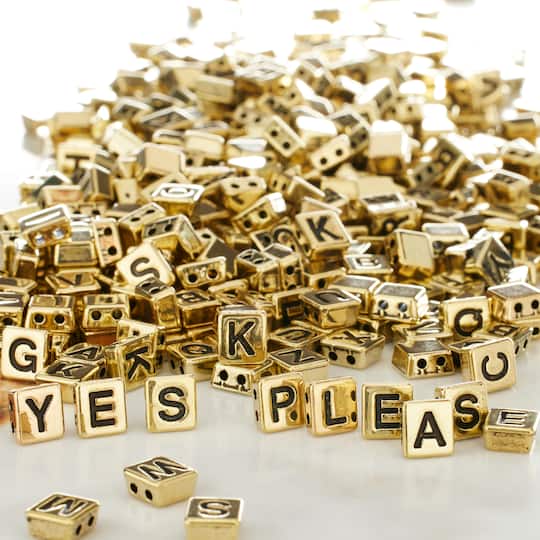 12 Pack: Gold Alphabet Plastic Craft Beads, 8mm by Bead Landing™